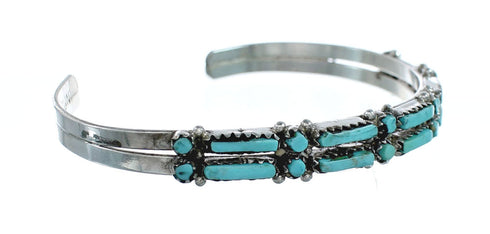 Turquoise Needlepoint Sterling Silver Zuni Cuff Bracelet NN20187